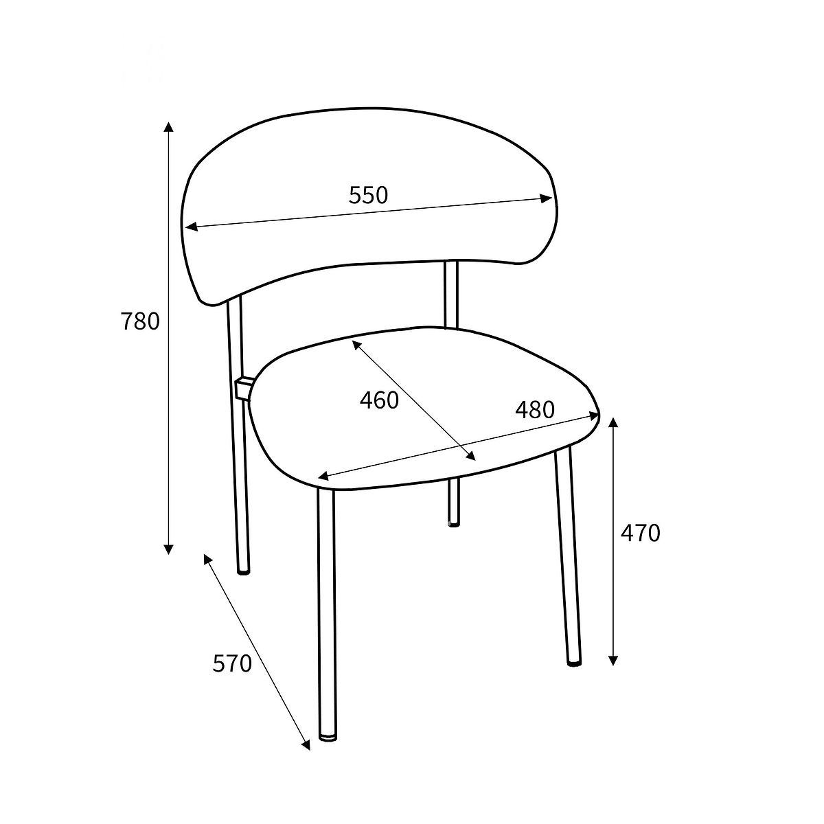 Elvina Tweed Dining Chair dimensions