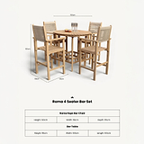 Roma FSC Bar Set 100cm High Table With 4 Rope Bar Stools dimensioins