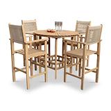 Roma FSC Bar 100cm High Table and 4 Rope Bar Stools from Roseland Furniture