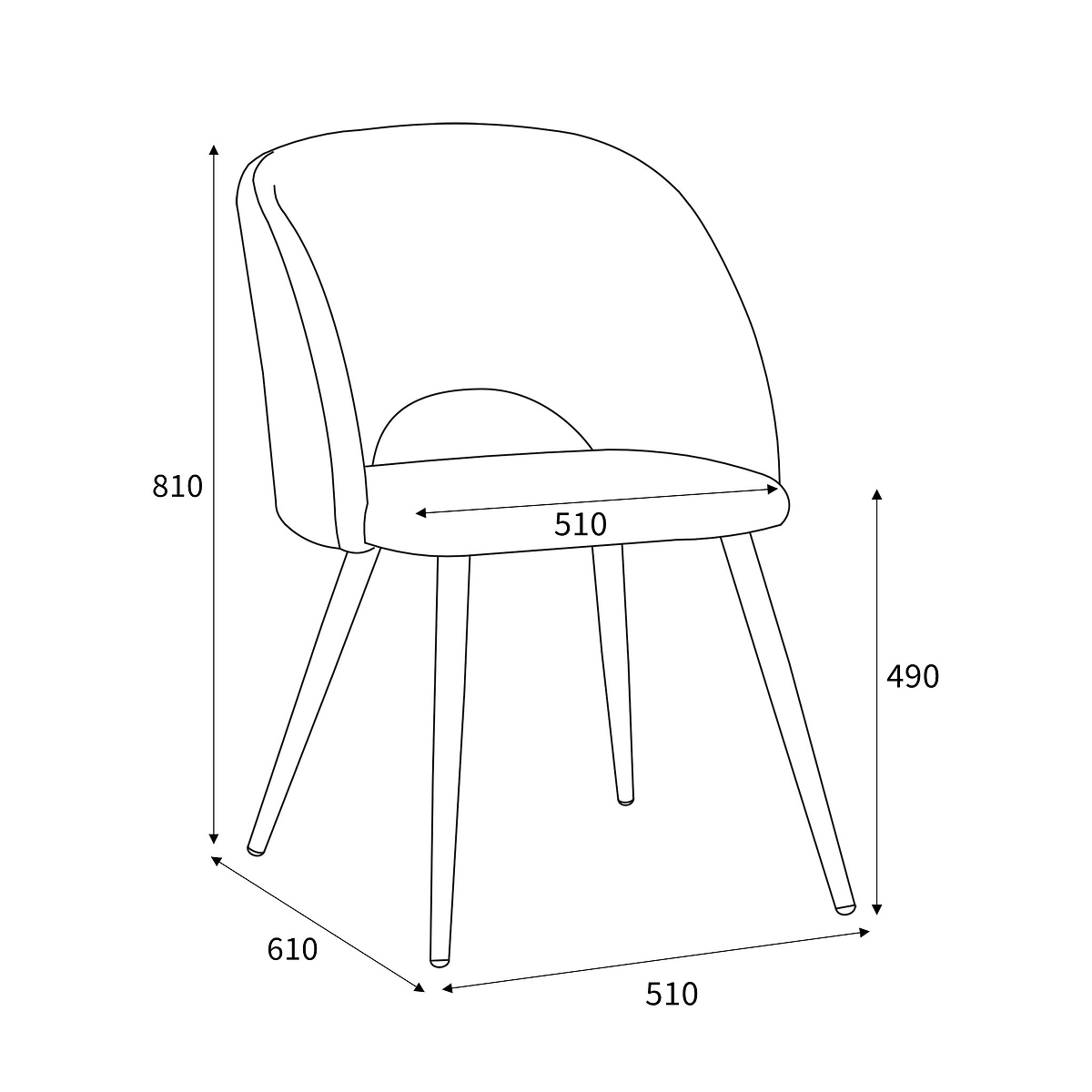 Fenan White Boucle Dining Chair dimensions