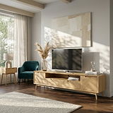 Flintham Oak 210cm Wide TV Unit Dims from Roseland Furniture