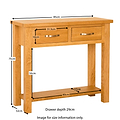 Newlyn Oak Console Table by Roseland Furniture - Size Guide