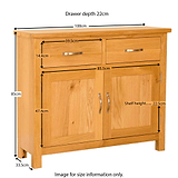 Newlyn Oak Small Sideboard by Roseland Furniture - Size Guide