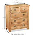 Zelah Oak 2 over 3 Drawer Chest - Size Guide