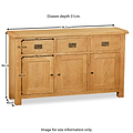 Zelah Oak Large Sideboard by Roseland Furniture - Size Guide