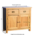 Surrey Oak Small Sideboard from Roseland Furniture - Size Guide