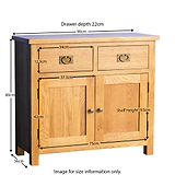 Surrey Oak Small Sideboard from Roseland Furniture - Size Guide
