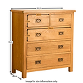 Lanner Oak 2 over 3 Drawer Chest by Roseland Furniture - Size Guide
