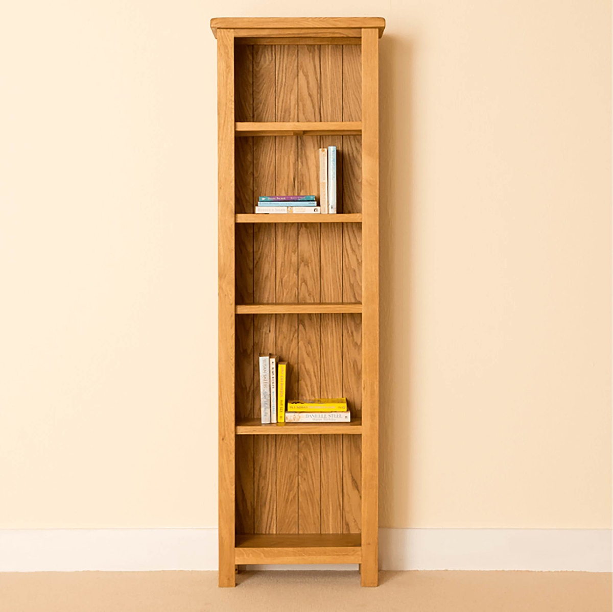 Lanner Oak Narrow Bookcase from Roseland Furniture