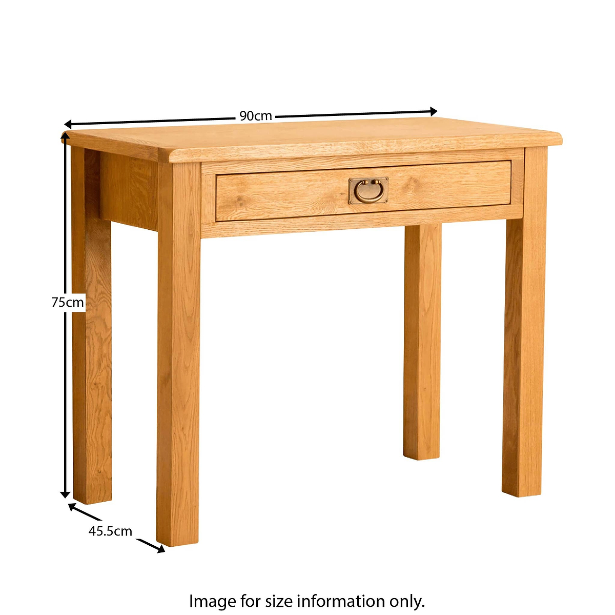 Lanner Oak Desk by Roseland Furniture - Size Guide