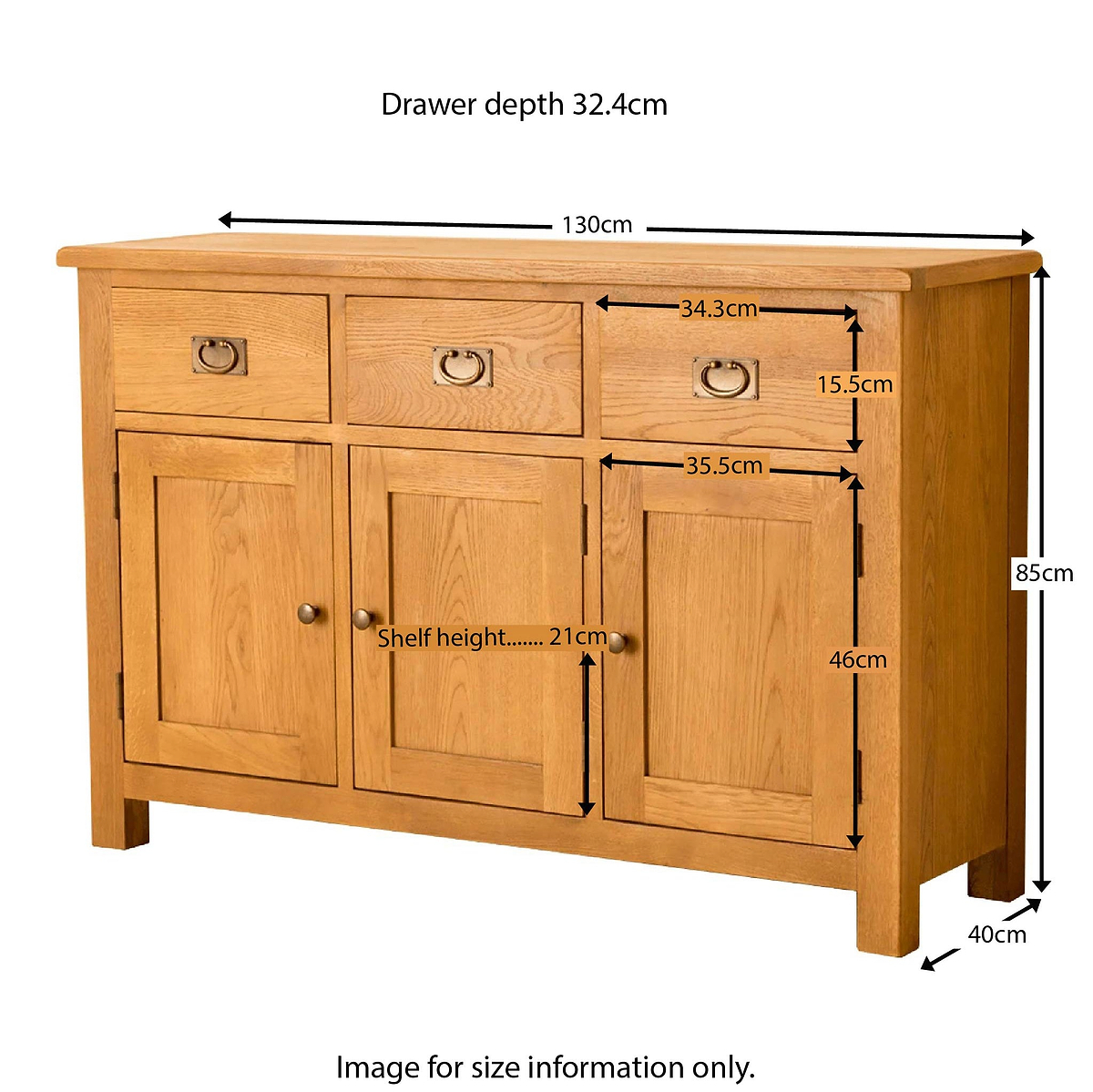 Lanner Oak Large Sideboard from Roseland Furniture
