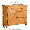 Lanner Oak Small Sideboard from Roseland Furniture - Size Guide