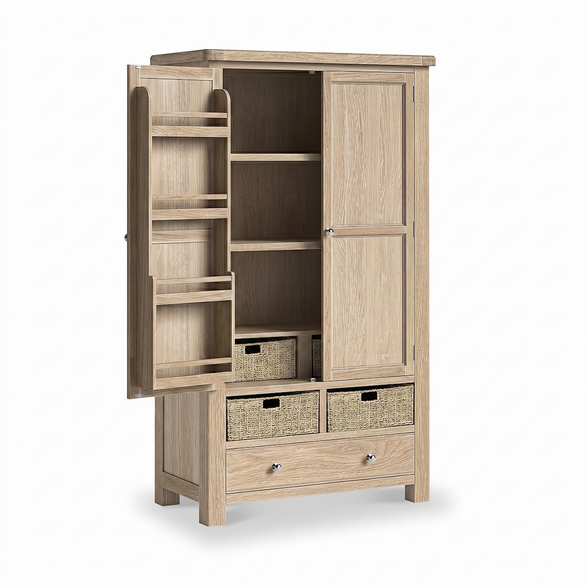 Portland Washed Oak Multi Storage Unit from Roseland Furniture
