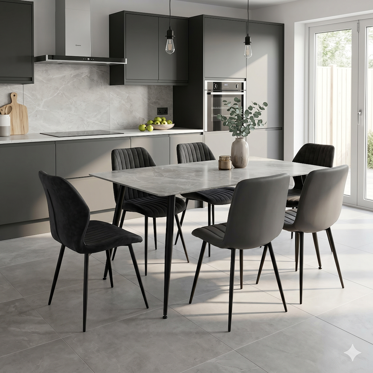 Kadison Sintered Stone Grey Dining Table from Roseland Furniture