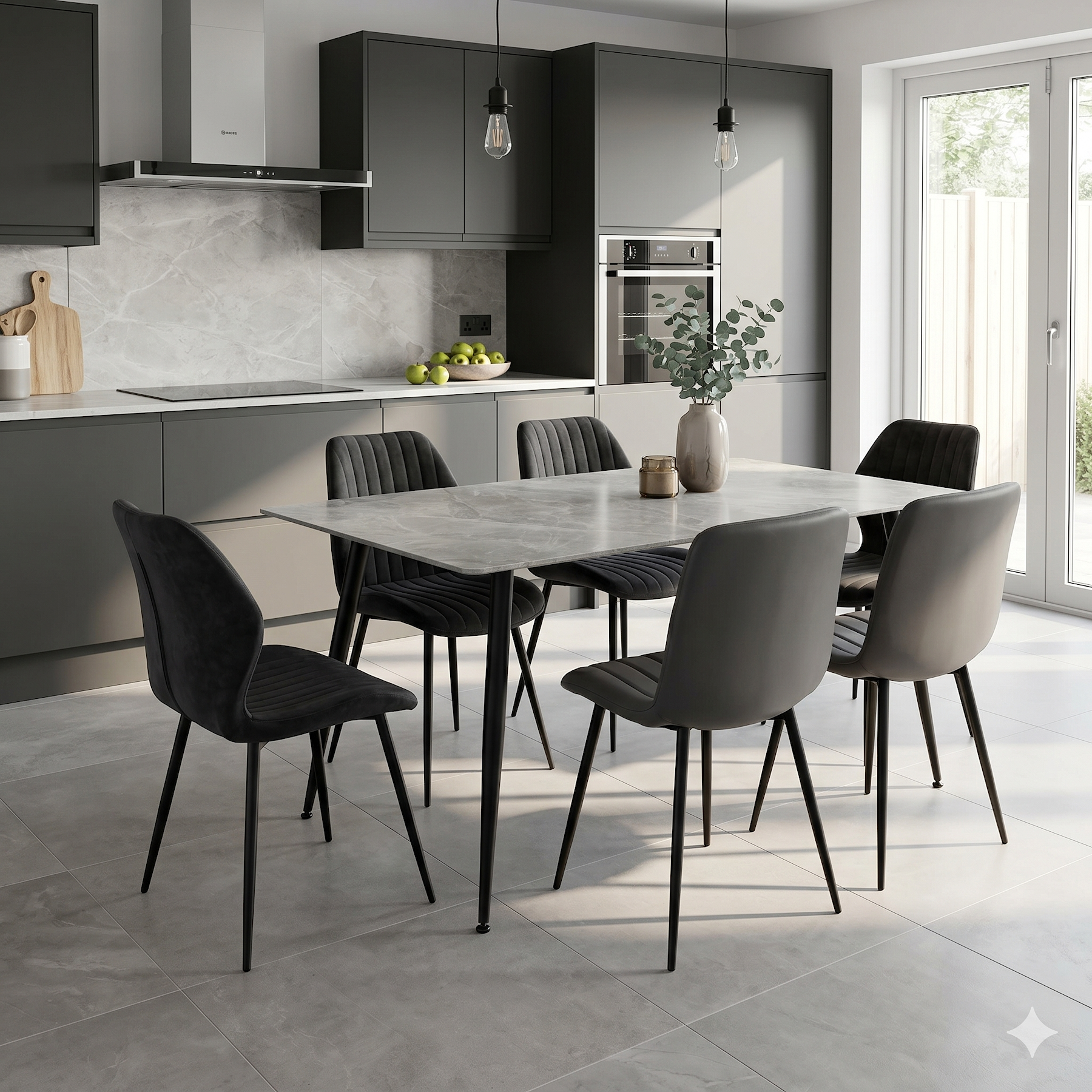 Kadison Sintered Stone Grey Dining Table from Roseland Furniture
