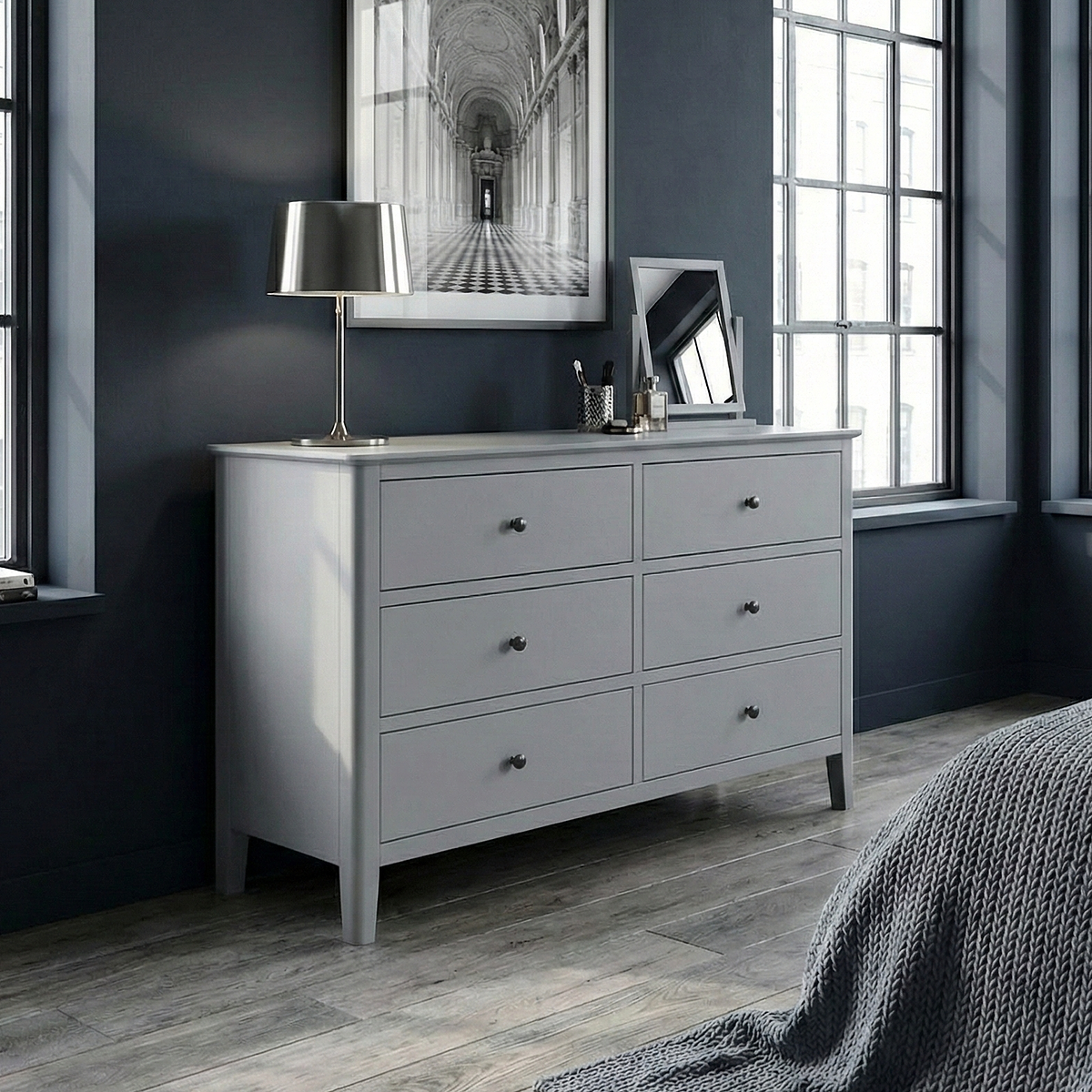 Elgin Grey 3 over 3 Chest of Drawers from Roseland Furniture