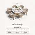 Jupiter 6 Seater Round Conical Dining Set with Eden Dawn Dining Chairs dimensions