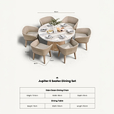Jupiter 6 Seater Round Conical Dining Set with Eden Dawn Dining Chairs dimensions
