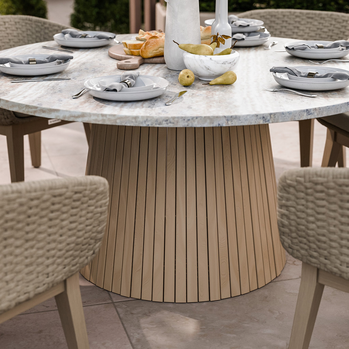 FSC 1 Jupiter 150cm Round Table w 6 Eden Dawn Dining Chairs from Roseland Furniture