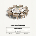 Jupiter 8 Seater Ellipse D Conical Dining Set with Eden Dawn Dining Chairs dimensions