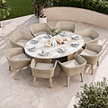 FSC 1 Jupiter 200x145cm Round Table w 8 Eden Dawn Dining Chairs from Roseland Furniture