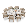 Jupiter 8 Seater Ellipse D Conical Dining Set with Eden Dawn Dining Chairs
