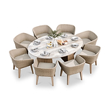 Jupiter 8 Seater Ellipse D Conical Dining Set with Eden Dawn Dining Chairs