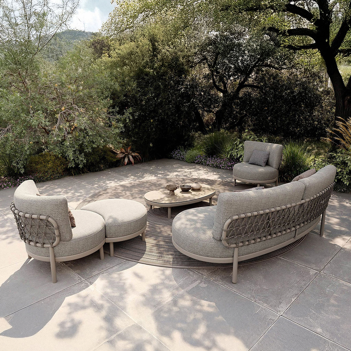 Koko 5 Seater Lounging Set with Coffee Table Footstool from Roseland Furniture