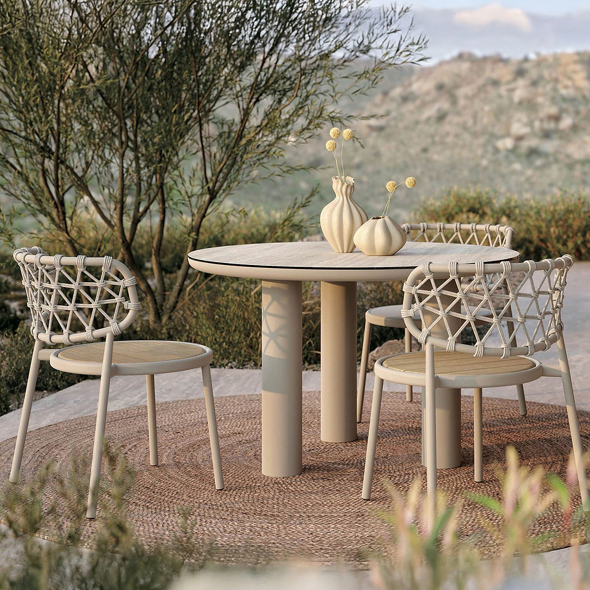 Koko 4 Seater Lounging Set with Coffee Table Footstool from Roseland Furniture