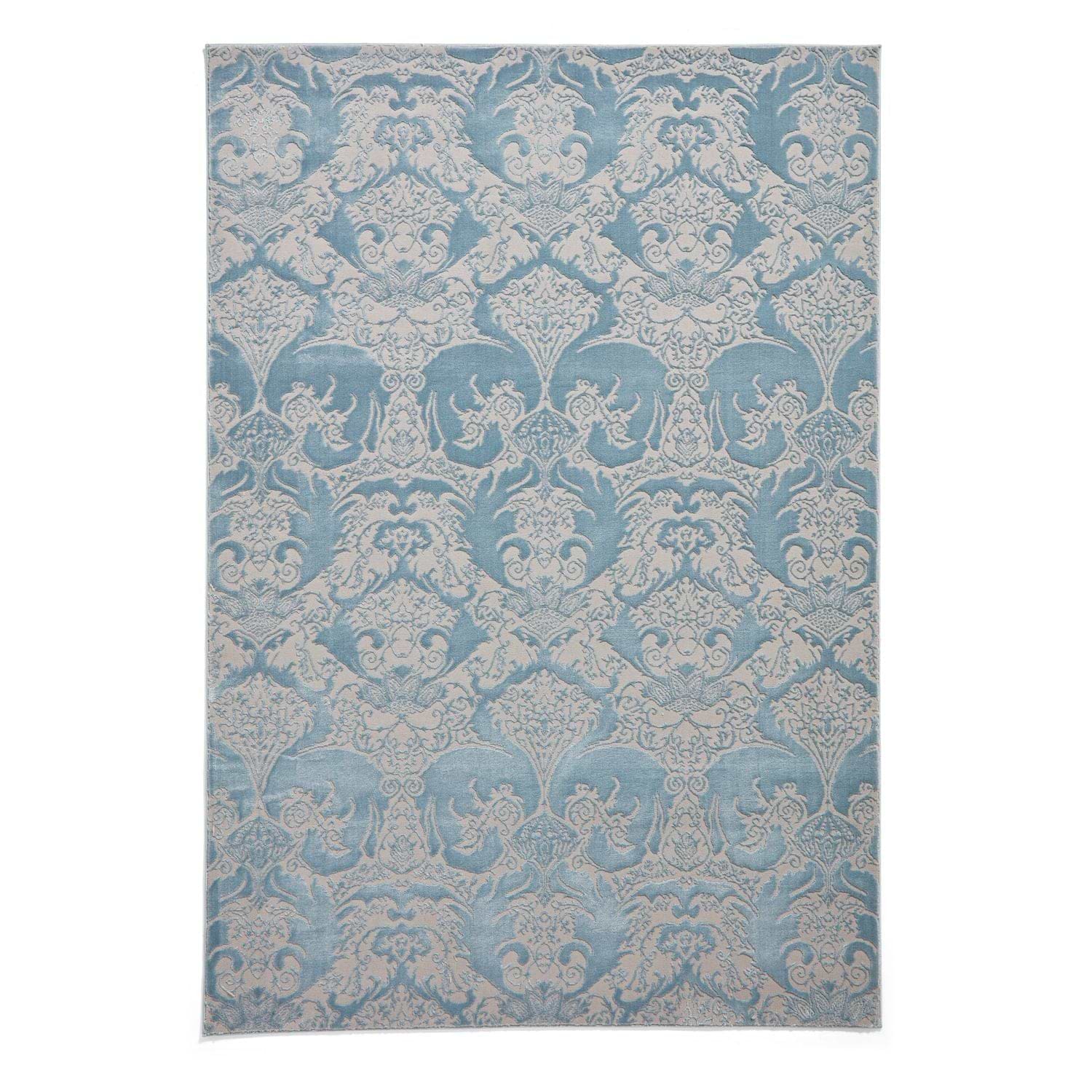 Blue Laurence Llewelyn-Bowen Ornate Metallic Rug from Roseland Furniture