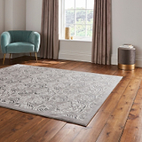 Silver Laurence Llewelyn-Bowen Ornate Metallic Rug from Roseland Furniture