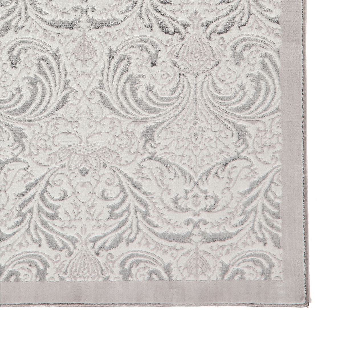 Silver Laurence Llewelyn-Bowen Ornate Metallic Rug from Roseland Furniture