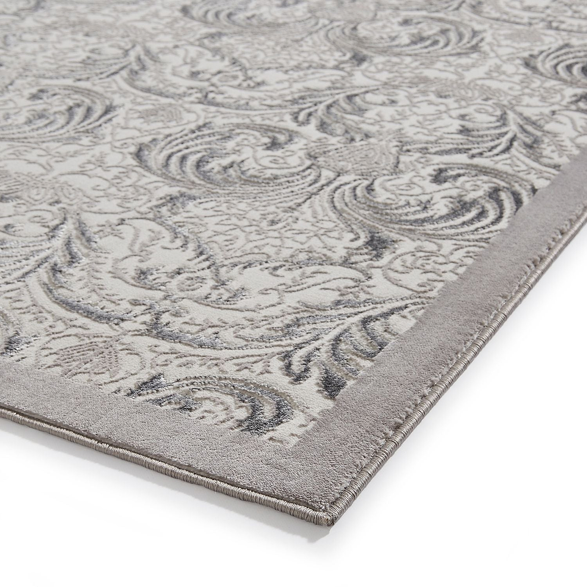 Silver Laurence Llewelyn-Bowen Ornate Metallic Rug from Roseland Furniture