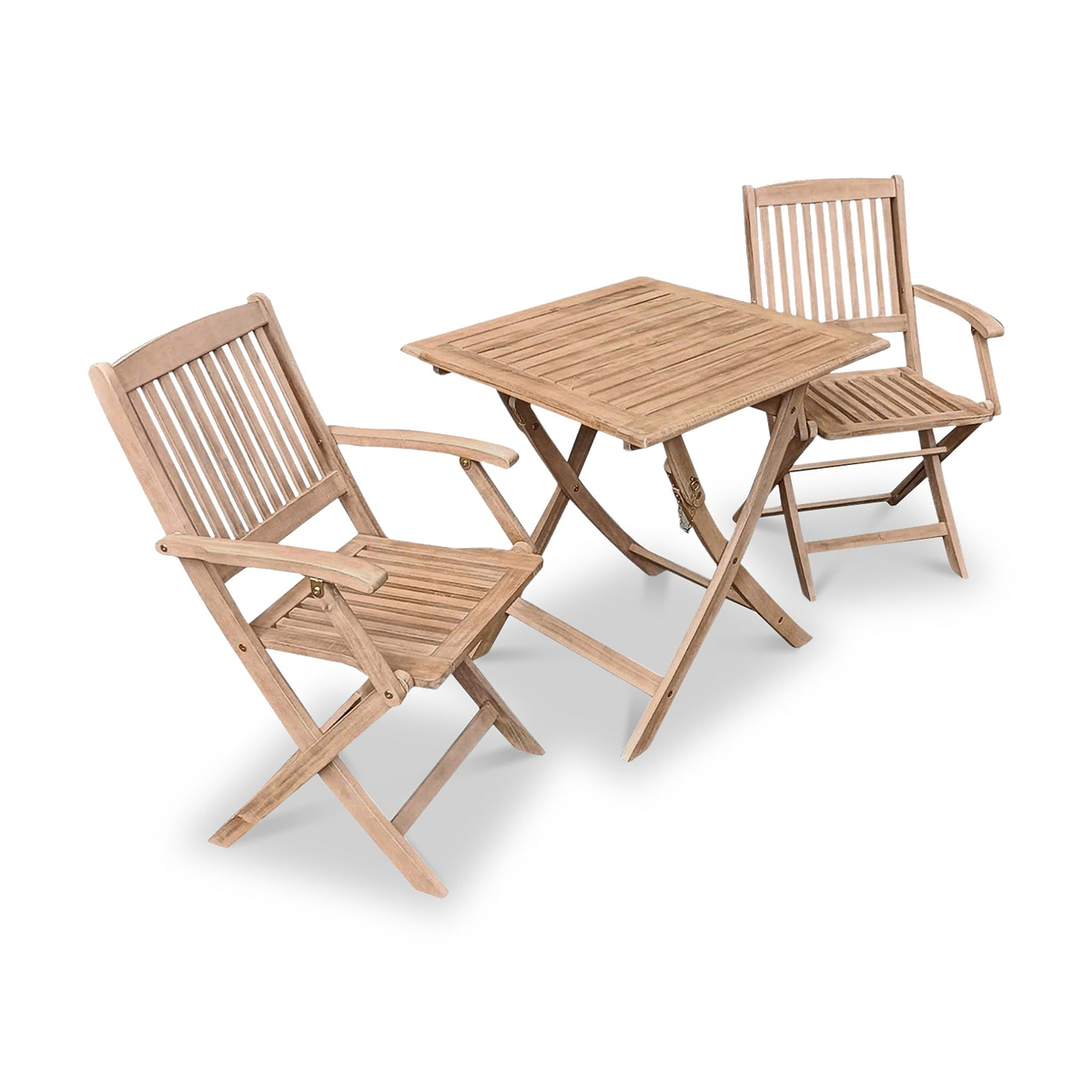 FSC 1 London 70cm Square Folding Bistro Set w 2 Folding Armchairs from Roseland Furniture