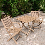 FSC 1 London 70cm Square Folding Bistro Set w 2 Folding Armchairs from Roseland Furniture