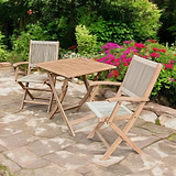 FSC 1 London 70cm Square Folding Bistro Set w 2 Folding Armchairs from Roseland Furniture