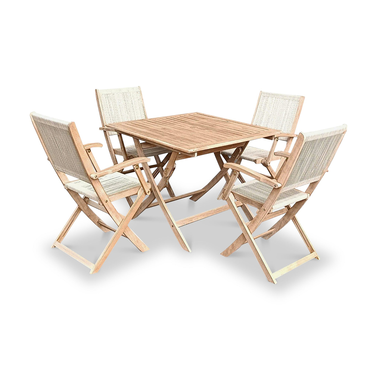 FSC 1 London 90cm Square Folding Bistro Set w 2 Folding Armchairs from Roseland Furniture