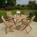 FSC 1 London 90cm Square Folding Bistro Set w 2 Folding Armchairs from Roseland Furniture