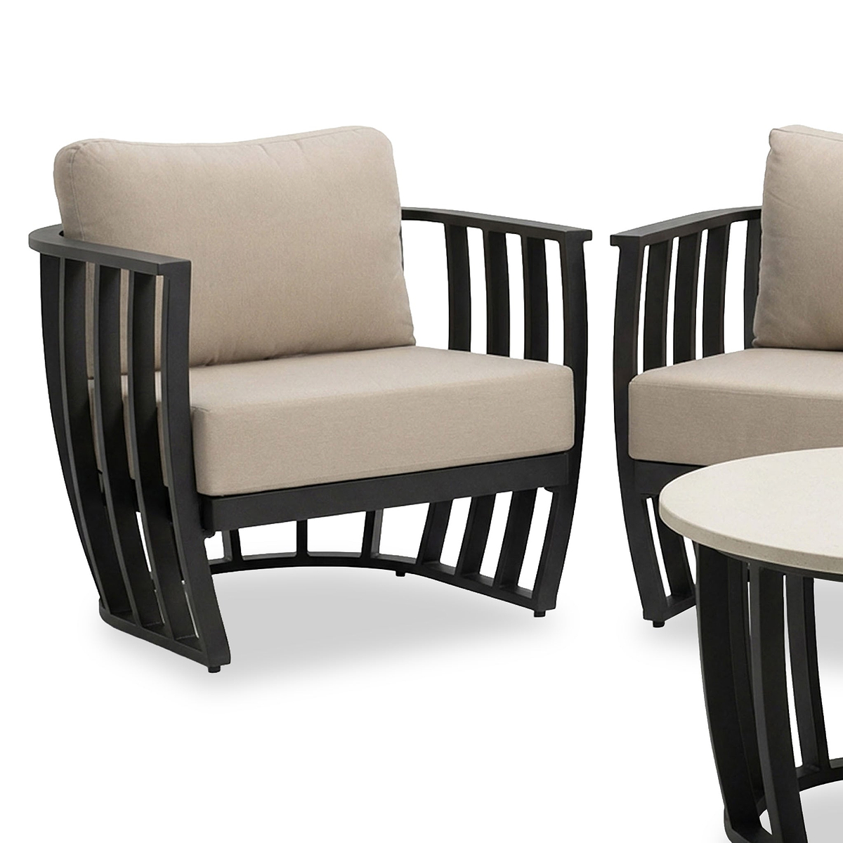 Lucca 5 Seater Lounging Set with Coffee Table Black from Roseland Furniture