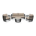 Lucca 5 Seater Lounging Set with Coffee Table Black from Roseland Furniture