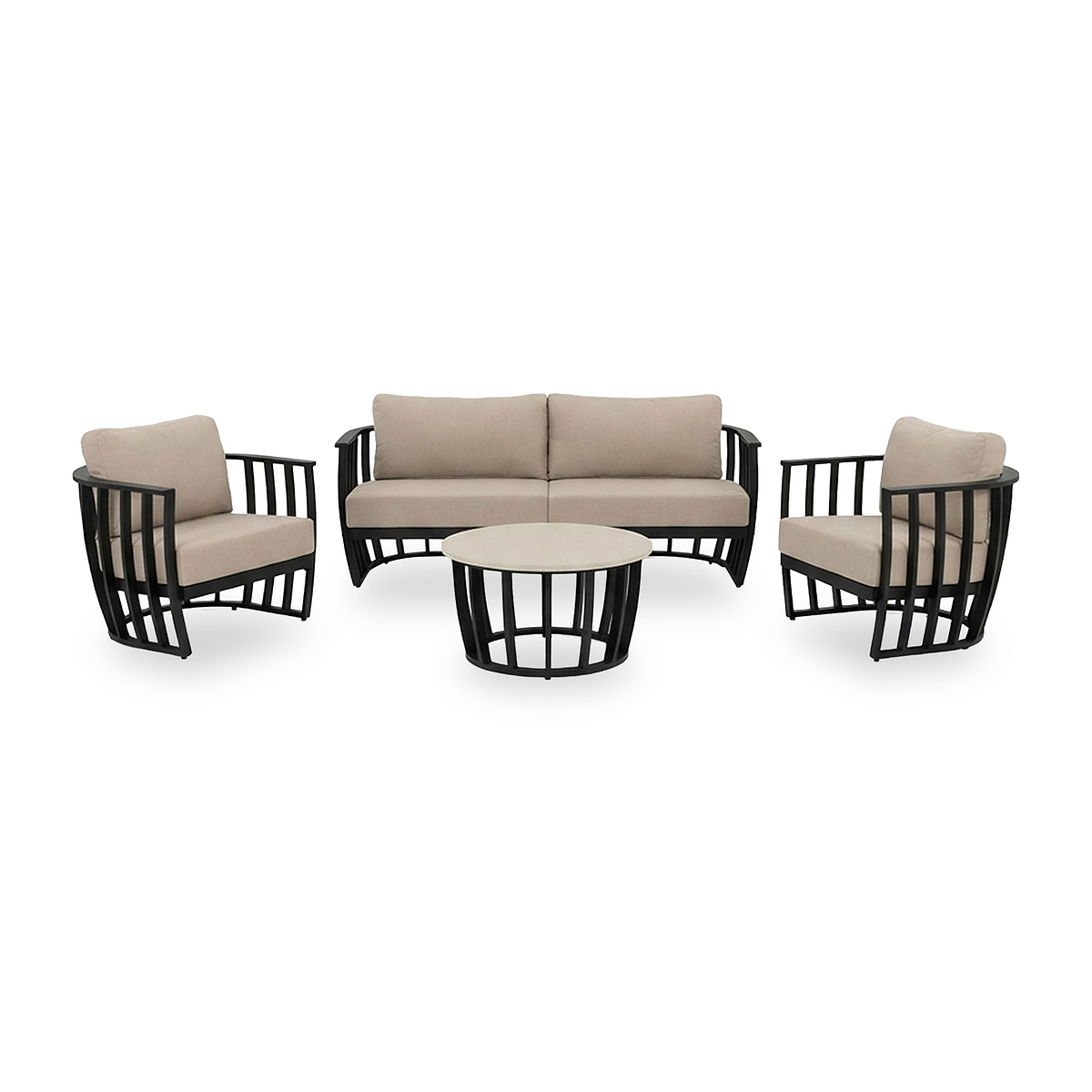 Lucca 5 Seater Lounging Set with Coffee Table Black from Roseland Furniture