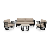 Lucca 5 Seater Lounging Set with Coffee Table Black from Roseland Furniture
