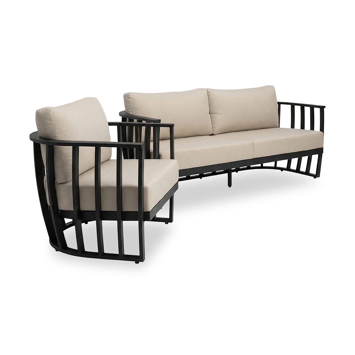 Lucca 5 Seater Lounging Set with Coffee Table Black from Roseland Furniture