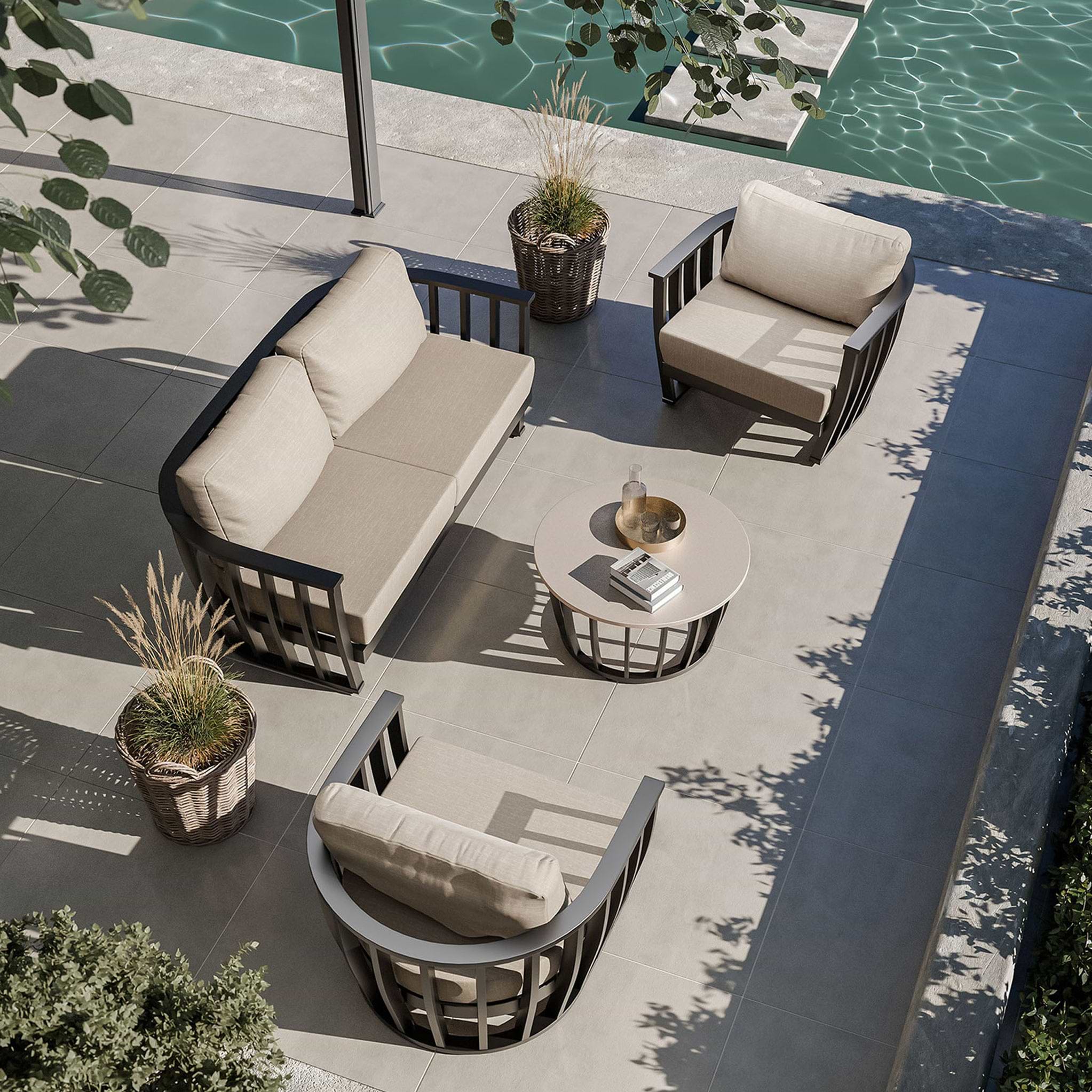 Lucca 5 Seater Lounging Set with Coffee Table Black from Roseland Furniture