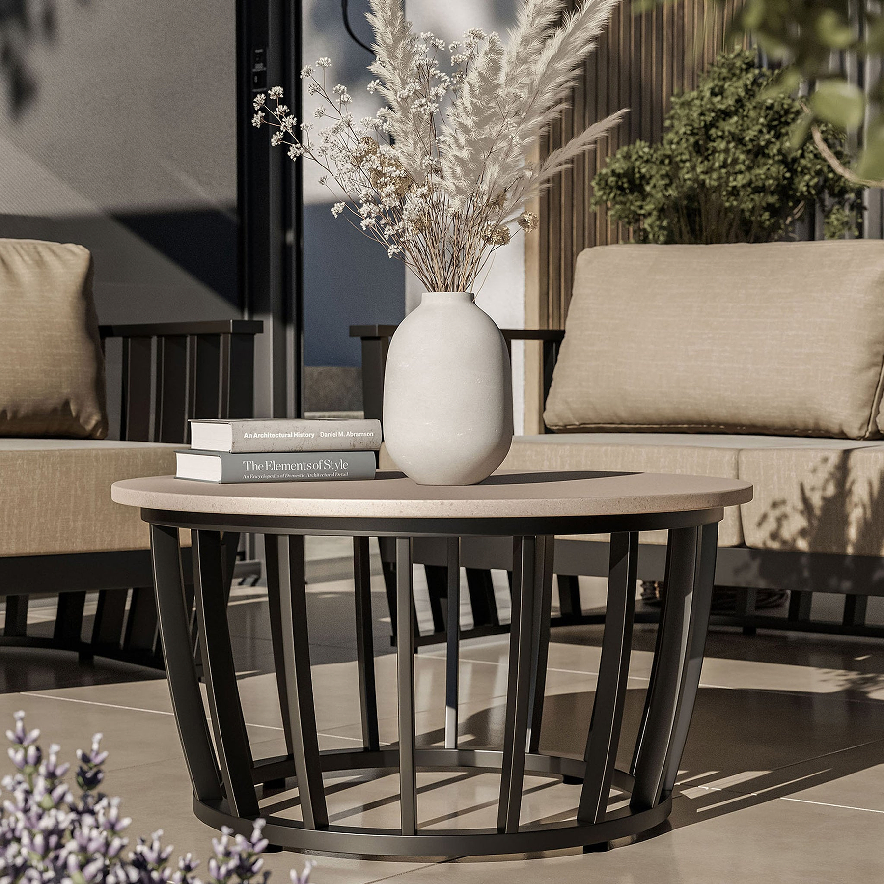 Lucca 5 Seater Lounging Set with Coffee Table Black from Roseland Furniture