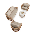 Lucca 5 Seater Lounging Set with Coffee Table Teak Effect from Roseland Furniture