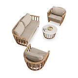 Lucca 5 Seater Lounging Set with Coffee Table Teak Effect from Roseland Furniture