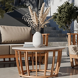 Lucca 5 Seater Lounging Set with Coffee Table Teak Effect from Roseland Furniture