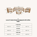 Lucca 5 Seater Acacia Lounging Set with Coffee Table dimensions