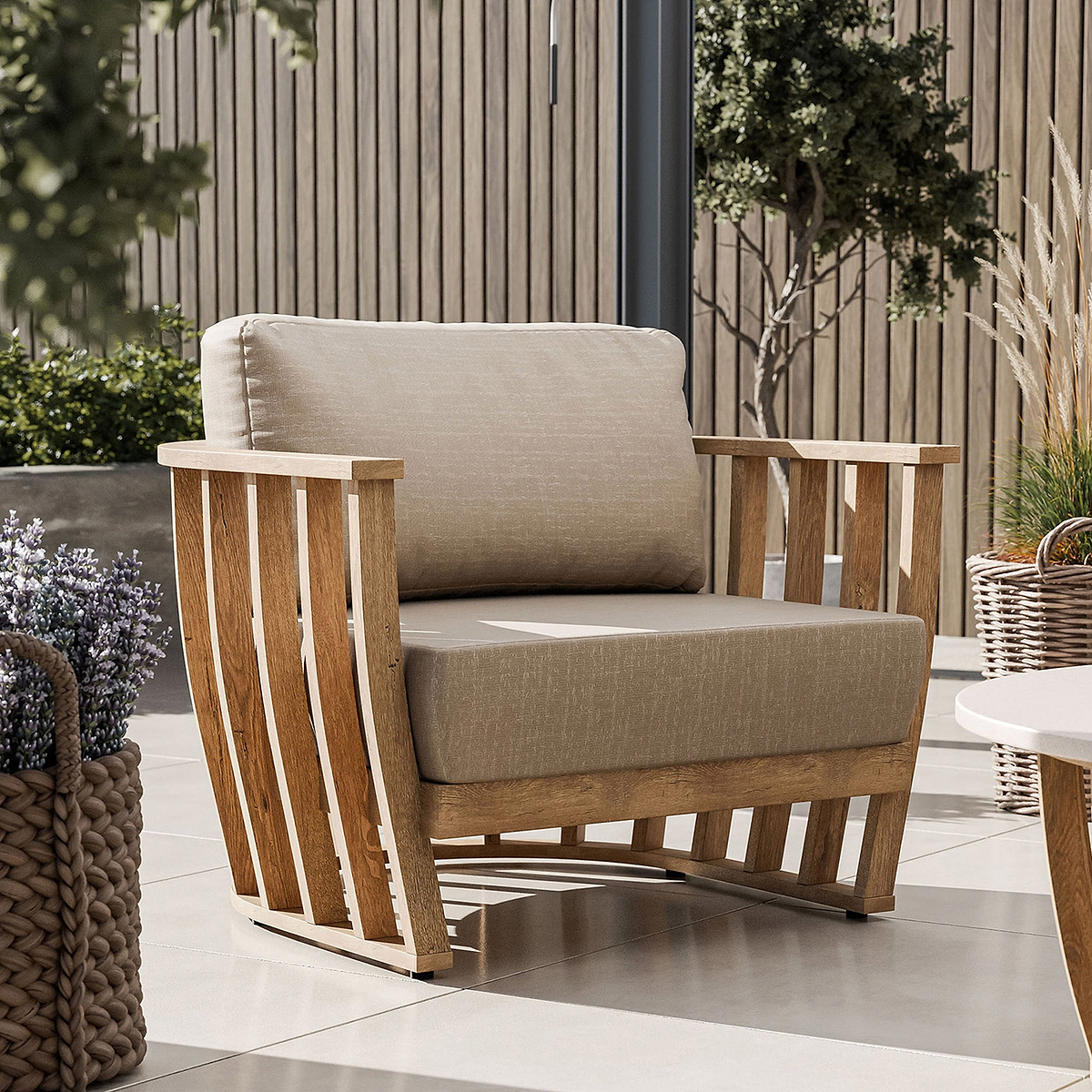 Lucca 5 Seater Lounging Set with Coffee Table Acacia from Roseland Furniture